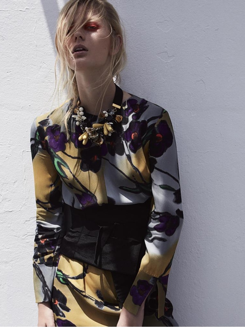 Marni Yellow Maxi Dress with Purple & Black Floral Print